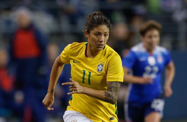 Cristiane skoraði eitt marka Brasilíu í dag.