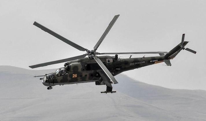 Þyrlan var af gerðinni Mi-24.