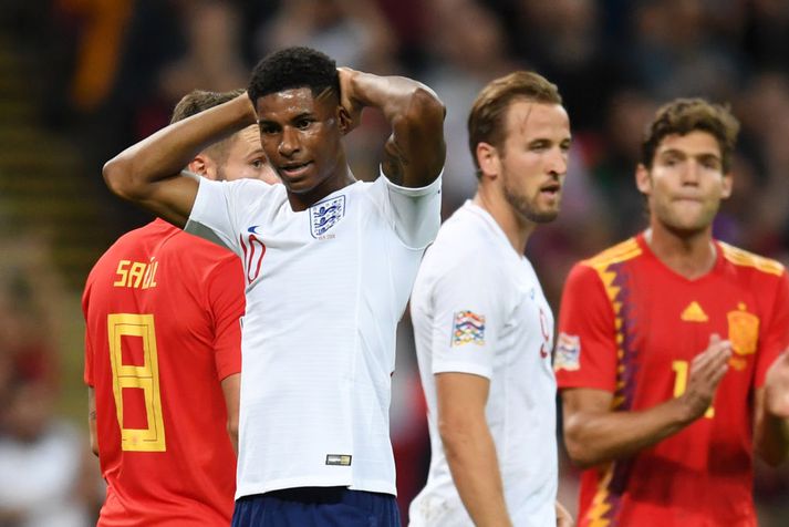 Rashford misnotaði tvö góð færi í leiknum við Spánverja á laugardag