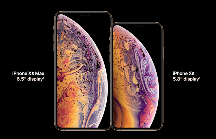 iPhone Xs og iPhone Xs Max.