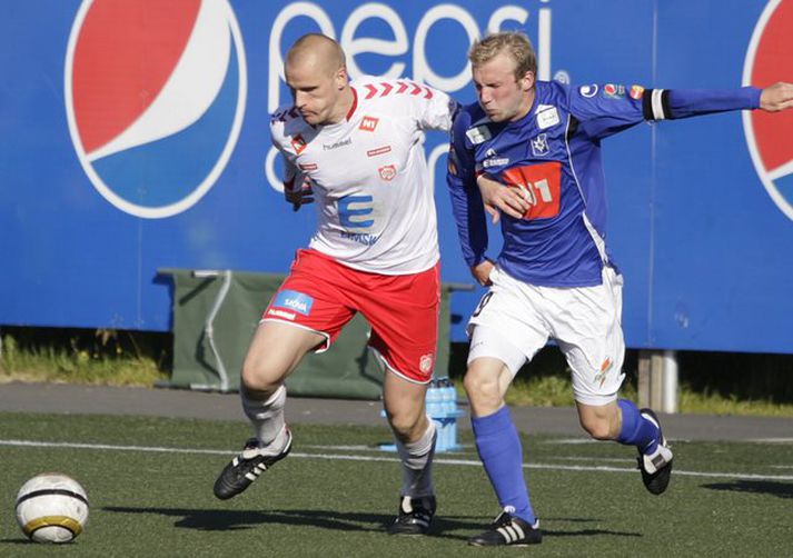 Gunnar Már Guðmundsson og Daníel Laxdal í leik Þórs og Stjörnunnar í dag.