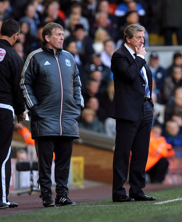 Hodgson og Dalglish á hliðarlínunni í dag.