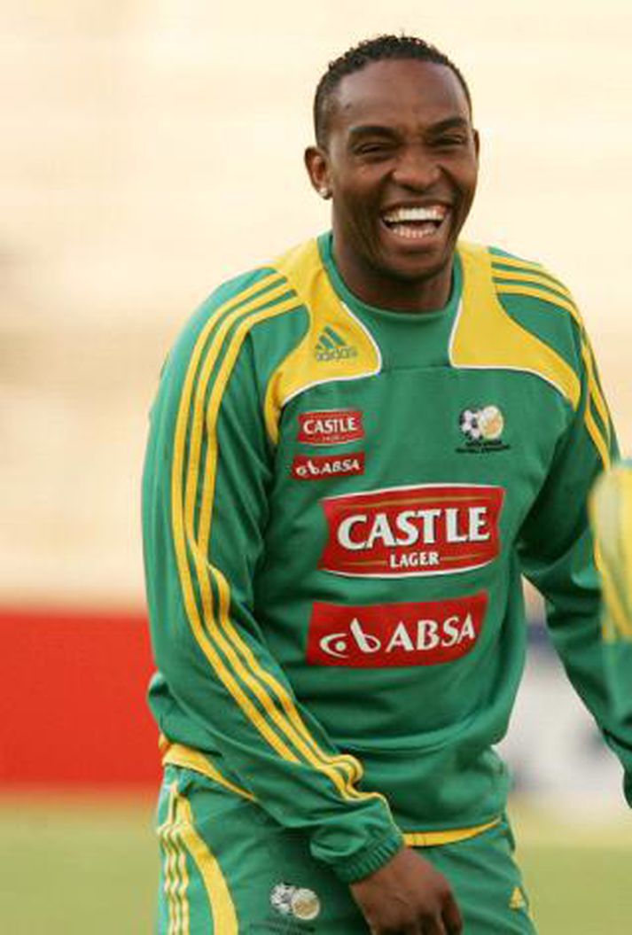 Benni McCarthy á æfingu með landsliði Suður-Afríku.