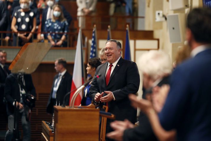 Mike Pompeo í Tékklandi.