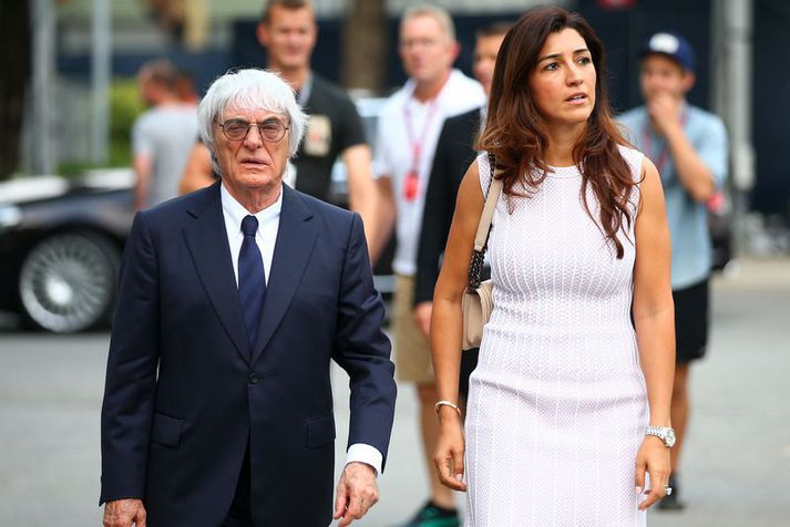 Bernie Ecclestone með Fabiönu Flosi, eiginkonu sinni.