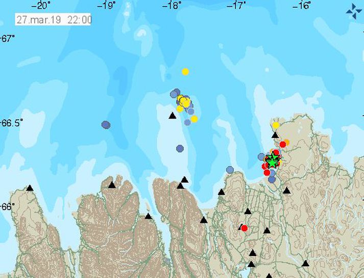 Skjálftarnir fundust vel á Kópaskeri.