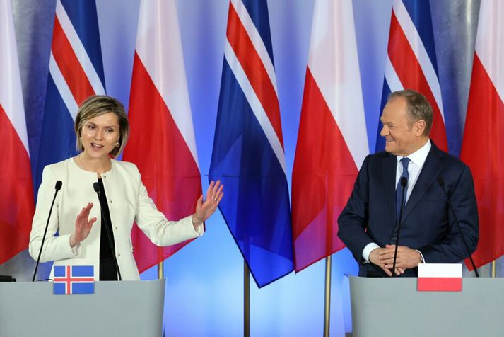 Kristrún Frostadóttir og Donald Tusk.