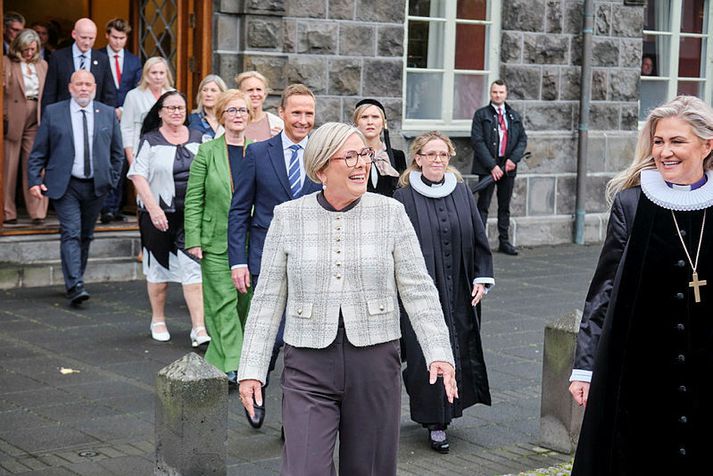 Halla Tómasdóttir forseti Íslands situr fyrir svörum á ráðstefnunni.