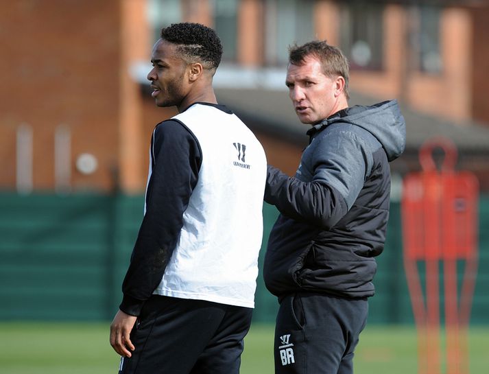 Sterling og Rodgers á æfingu í morgun.