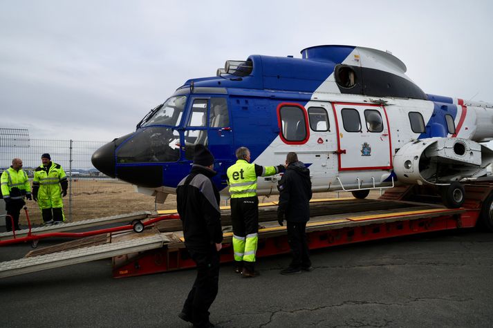 Þyrlan mun verða til sýnis á Flugsafni Íslands á Akureyri.