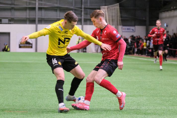 Úr leik ÍA og Aftureldingar í Akraneshöllinni í lokaumferð Bestu deildar karla í fyrra.