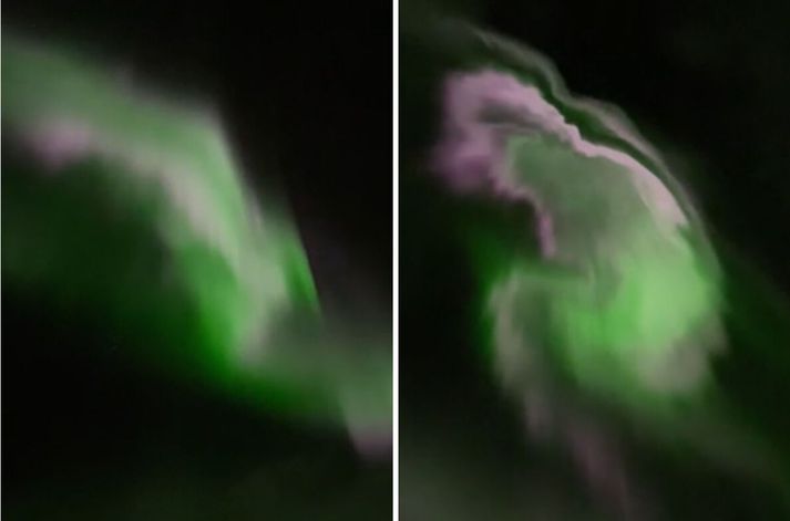 Norðurljósin voru hrikalega flott í kvöld.