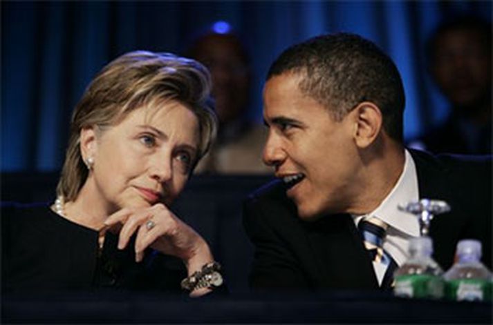 Hillary Clinton og Barack Obama.