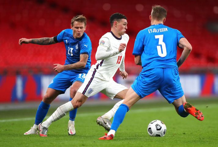 Phil Foden var rekinn heim frá Íslandi en kom sterkur inn í byrjunarlið Englands í vikunni.