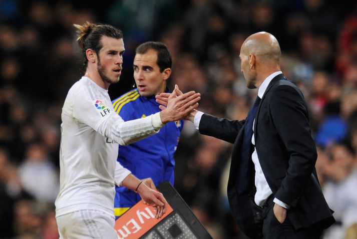 Zinedine Zidane og Gareth Bale - mennirnir sem voru í sviðsljósinu í kvöld.
