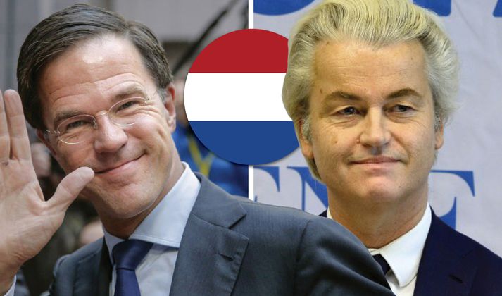 Forsætisráðherrann Mark Rutte og popúlistinn Geert Wilders.