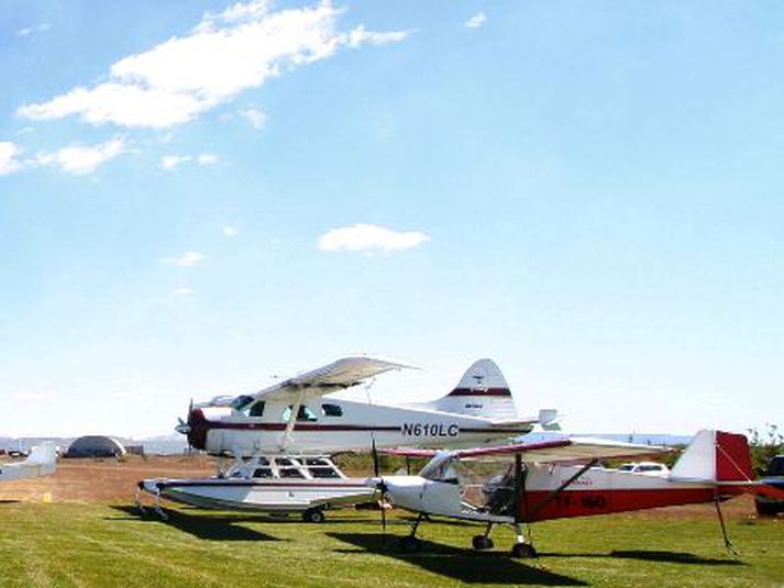 Öllum flottustu flugvélum landsins var flogið á Hellu um helgina.