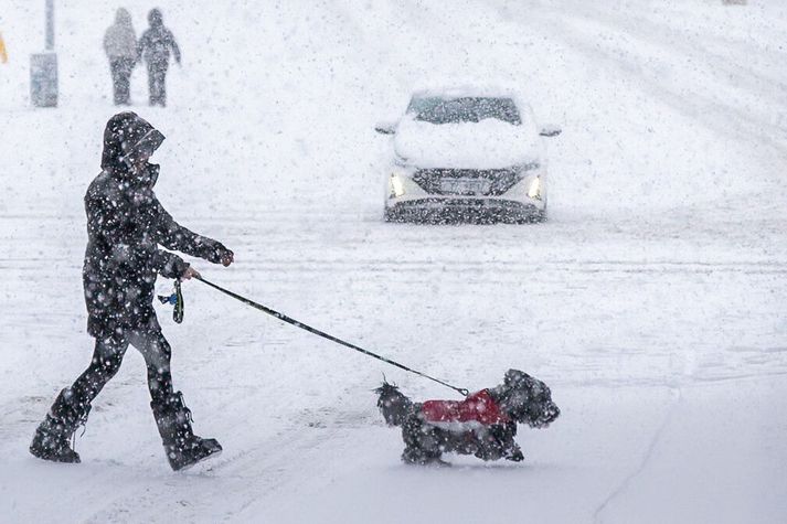 Það gengur hæðarhryggur yfir í dag og fer svo að snjóa og rigna í nótt. 