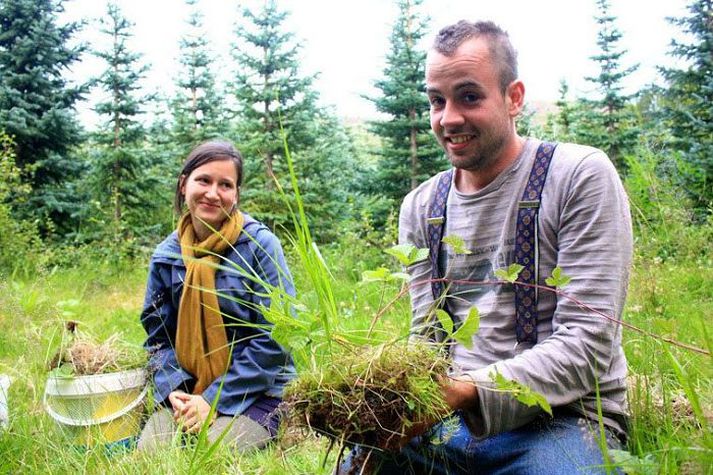 Bjarki Sólmundarson og Anne Rombach safna fyrir löggiltu eldhúsi á Karolina fund en þau þróa matvörur úr jurtum.