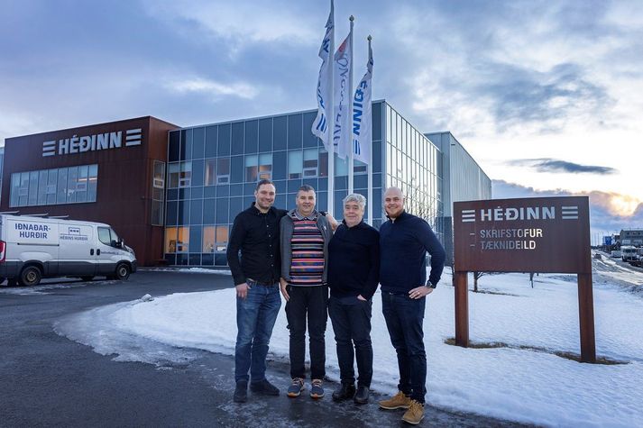 Steinar Rúnarsson deildarstjóri, Kristján Friðriksson, eigandi Hindar ehf., Stefán Högnason, eigandi El-rúnar ehf. og Eðvarð Ingi Björgvinsson framkvæmdastjóri.