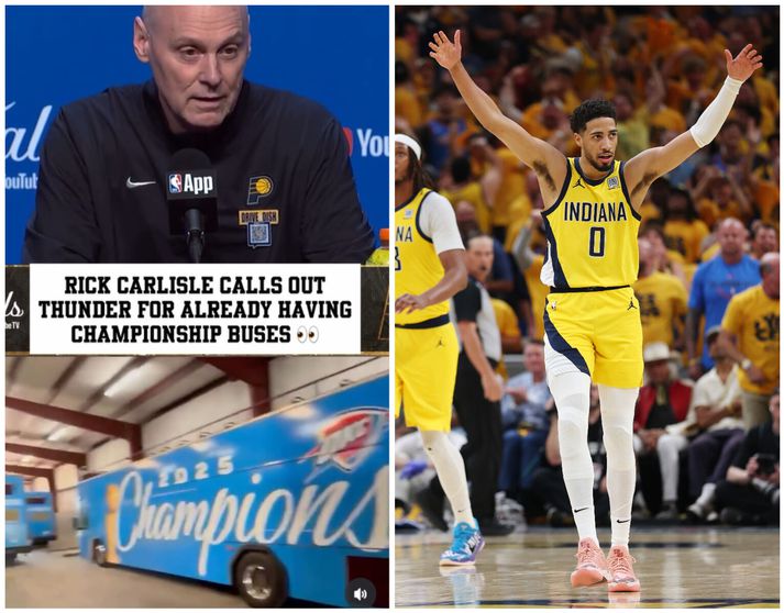 Rick Carlisle, þjálfari Indiana Pacers, þarf ekki mikið að gera til að kveikja í sínum mönnum fyrir leikinn í kvöld eftir þessar myndir af sigurrútum Oklahoma City Thunder.