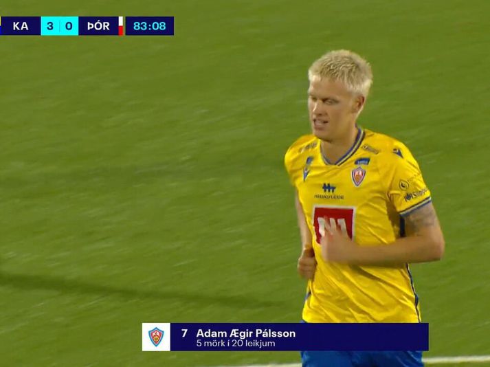 Adam Ægir Pálsson innsiglaði sigur KA í kvöld með sínu fimmta marki í sumar.
