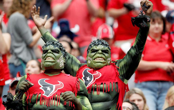 Stuðningsmenn Houston Texans voru vígalegir í stúkunni.