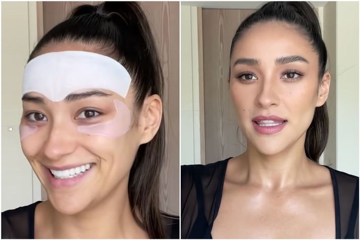 Leikkonan Shay Mitchell sýndi Vogue rútínuna sína á dögunum.