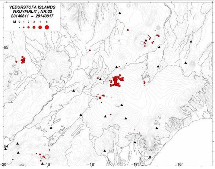 Clusters of earthquakes measured Friday night.