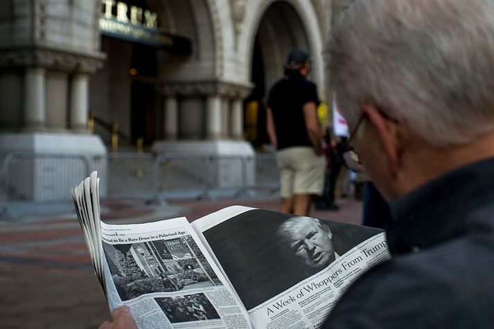 Donald Trump er gjarnan að finna á blaðsíðum New York Times og Washington Post.