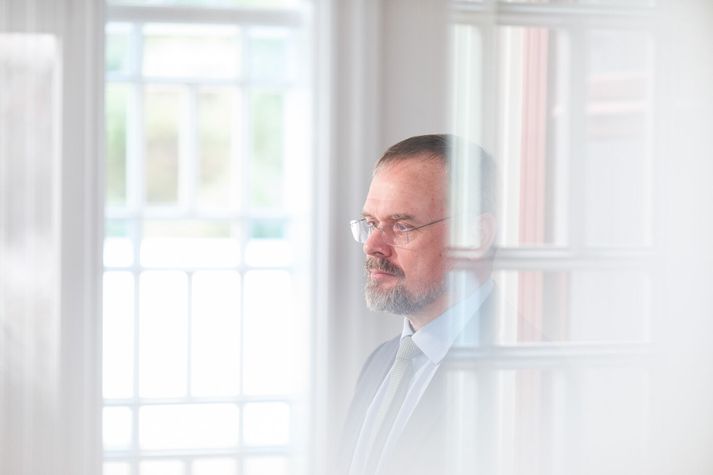Daði Már Kristófersson í ráðherrabústaðnum við Tjarnargötu.
