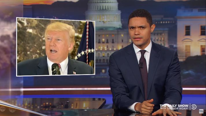 Í Daily Show í gær var búið að taka saman mismunandi viðbrögð Trump og Fox við árásinni í Las Vegast og árásinni í New York, meðal annars.