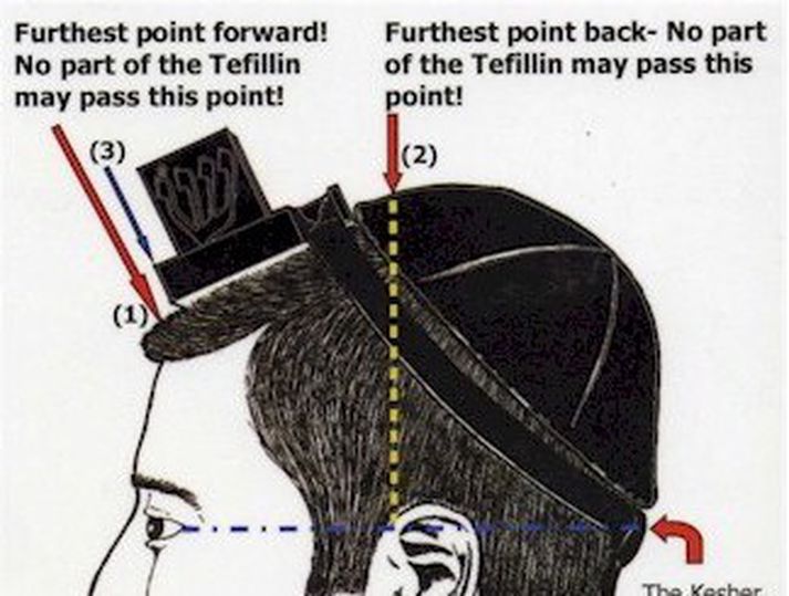 Bænabúnaðurinn kallast Tefillin á hebresku.