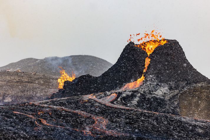 Vilhelm Gunnarsson ljósmyndari Vísis leit við hjá eldgosinu í Geldingadal á Reykjanesin í gær.