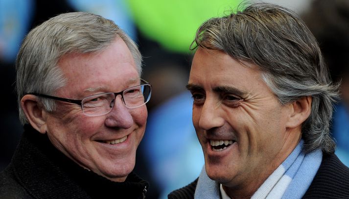 Sir Alex Ferguson og Roberto Mancini.