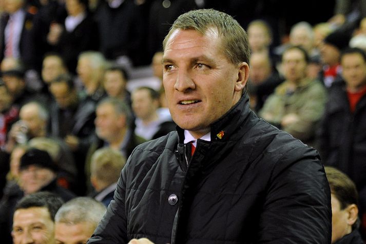 Brendan Rodgers var hress á hliðarlínunni í kvöld.