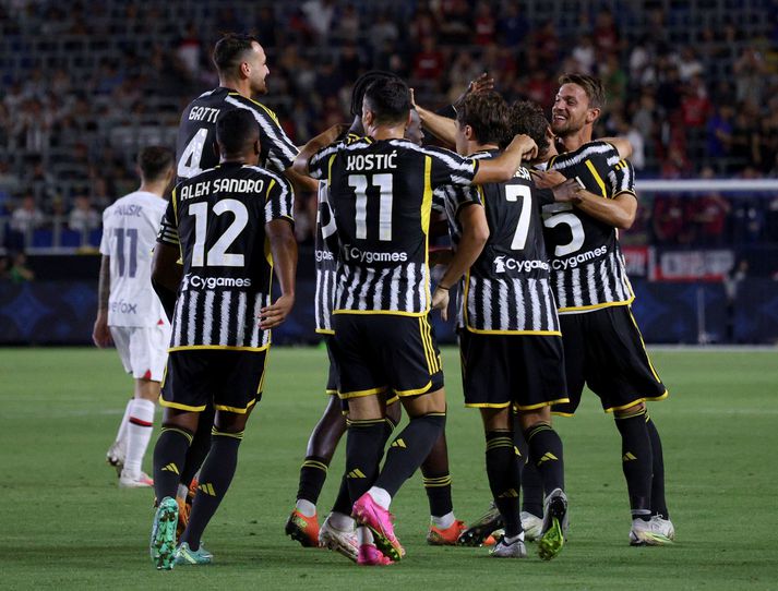Leikmenn Juventus fagna marki gegn AC Milan í æfingaleik í Bandaríkjunum fyrr í dag.