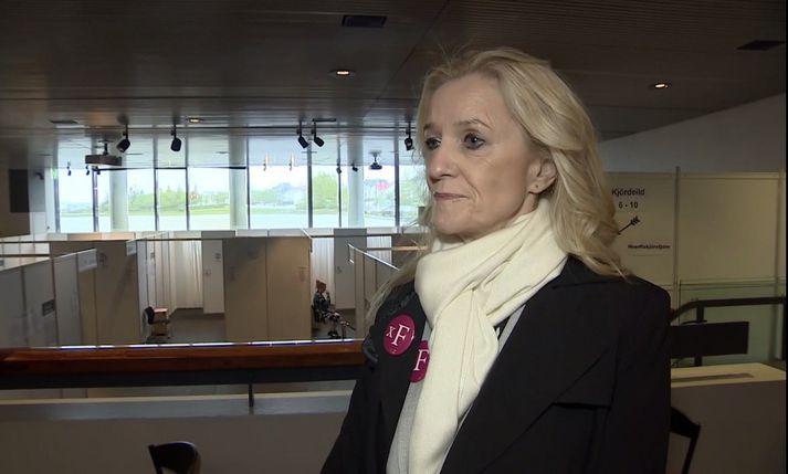 Kolbrún Baldursdóttir í ráðhúsinu í morgun.