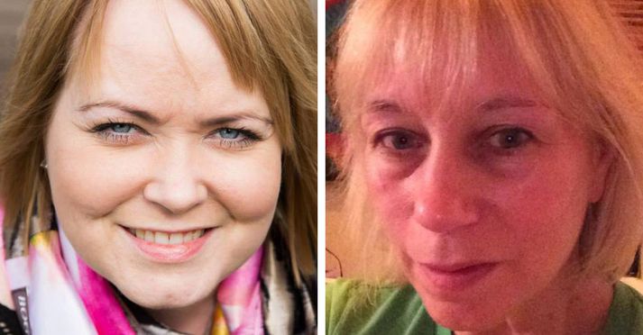 Til vinstri er Berglind. Hægra megin er myndin af Laura Lippman sem kom öllu af stað.