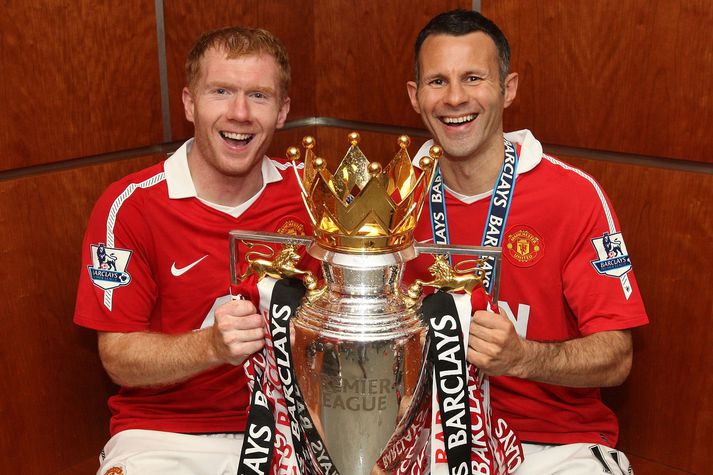Paul Scholes og Ryan Giggs unnu marga titla saman með Manchester United.