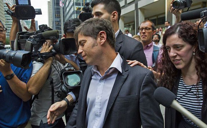 Axel Kicillof, efnahagsmálaráðherra Argentínu, að loknum fundahöldum í New York á miðvikudag.