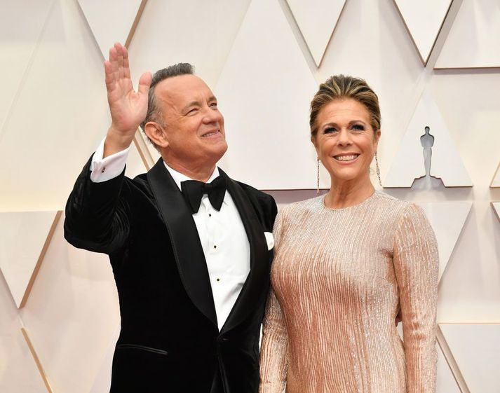 Bandarísku leikarahjónin Tom Hanks og Rita Wilson á síðustu Óskarsverðlaunahátíð.