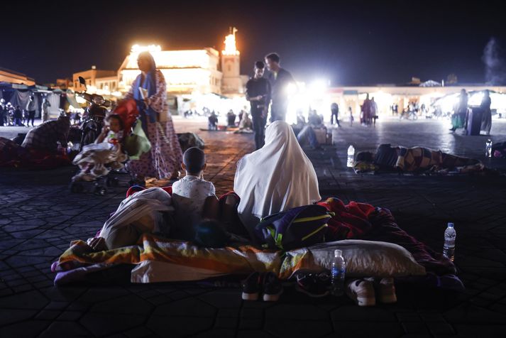 Margir íbúar Marrakesh neyddust til að sofa úti á götu eftir jarðskjálftann.