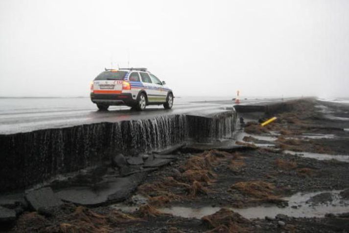 Vegurinn við Skeiðará skemmdist nokkuð þegar síðasta hlaup varð, í lok janúar á þessu ári.