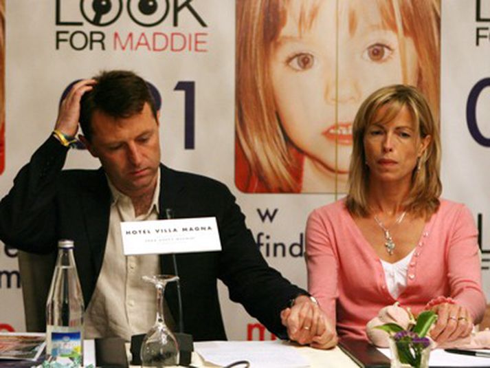 Kate og Gerry McCann á blaðamannafundi í Evrópuherferðinni við leitina að Madeleine.