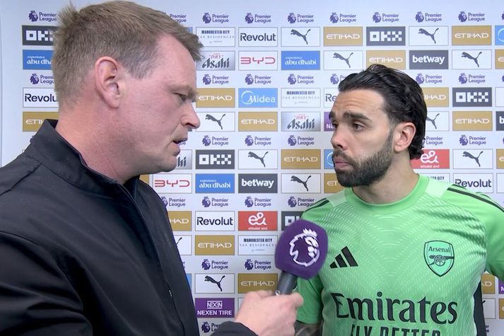 David Raya ræddi við Hjörvar Hafliðason eftir leik Arsenal við Manchester City.