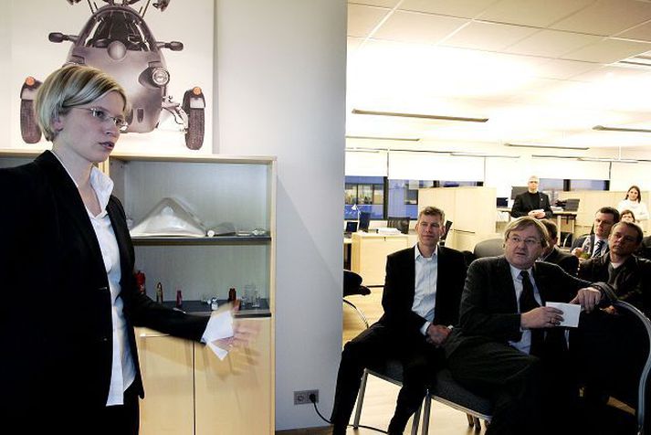 Ragnhildur Geirsdóttir, forstjóri Promens, kynnir kaupin á norsku iðnsamstæðunni Polimoon Group á blaðamannafundi í byrjun þessa árs. Markaðurinn/Heiða