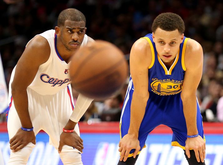 Chris Paul og Curry voru magnaðir í nótt en Curry hafði betur.