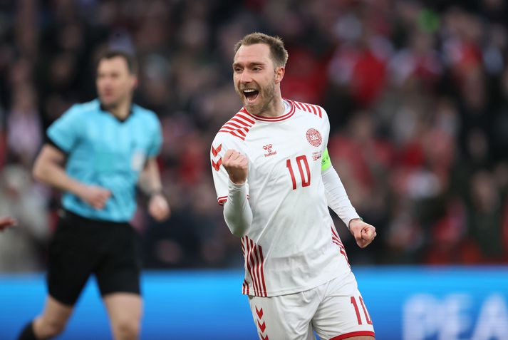 Christian Eriksen skoraði þriðja mark danska liðsins í dag.