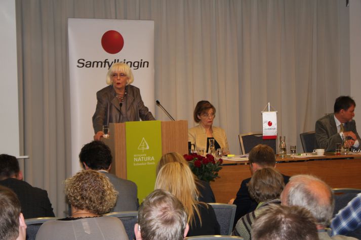 Jóhanna flutti ræðu á flokkstjórnarfundi Samfylkingarinnar í dag.